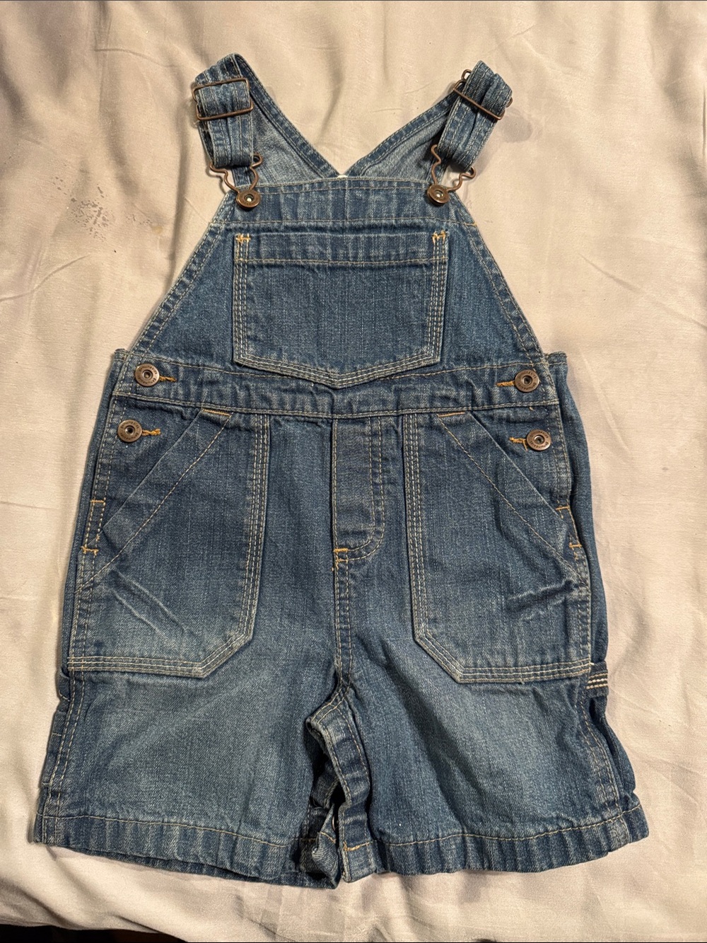 Classic Kids Denim Short Overalls - Blue